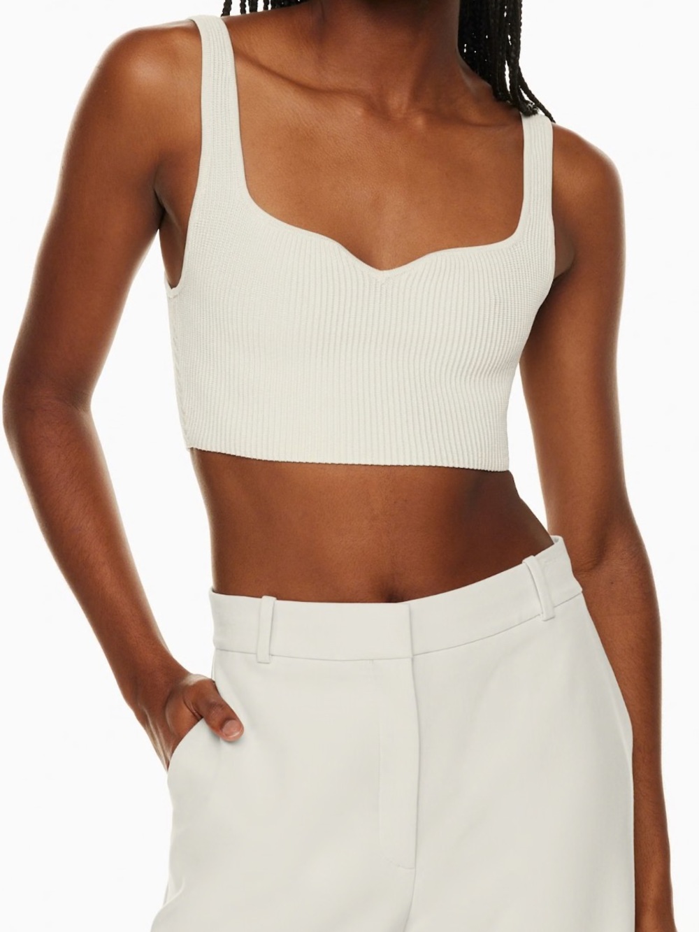 Aritzia Sculpt Knit Notch Top in Cream